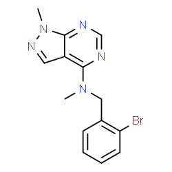 ChemSpider 2D Image | N-(2-Bromobenzyl)-N,1-dimethyl-1H-pyrazolo[3,4-d]pyrimidin-4-amine | C14H14BrN5