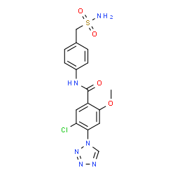 ChemSpider 2D Image | 5-Chloro-2-methoxy-N-[4-(sulfamoylmethyl)phenyl]-4-(1H-tetrazol-1-yl)benzamide | C16H15ClN6O4S