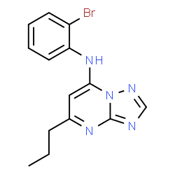ChemSpider 2D Image | N-(2-Bromophenyl)-5-propyl[1,2,4]triazolo[1,5-a]pyrimidin-7-amine | C14H14BrN5