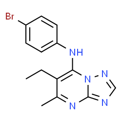 ChemSpider 2D Image | N-(4-Bromophenyl)-6-ethyl-5-methyl[1,2,4]triazolo[1,5-a]pyrimidin-7-amine | C14H14BrN5