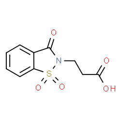 ChemSpider 2D Image | 3-(1,1-Dioxido-3-oxo-1,2-benzothiazol-2(3H)-yl)propanoic acid | C10H9NO5S