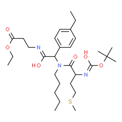 ChemSpider 2D Image | Ethyl N-{(4-ethylphenyl)[(N-{[(2-methyl-2-propanyl)oxy]carbonyl}methionyl)(pentyl)amino]acetyl}-beta-alaninate | C30H49N3O6S