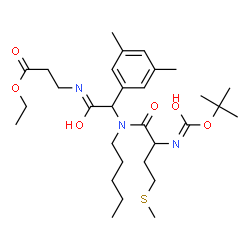 ChemSpider 2D Image | Ethyl N-{(3,5-dimethylphenyl)[(N-{[(2-methyl-2-propanyl)oxy]carbonyl}methionyl)(pentyl)amino]acetyl}-beta-alaninate | C30H49N3O6S