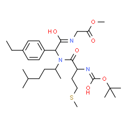 ChemSpider 2D Image | Methyl N-{(4-ethylphenyl)[(5-methyl-2-hexanyl)(N-{[(2-methyl-2-propanyl)oxy]carbonyl}methionyl)amino]acetyl}glycinate | C30H49N3O6S
