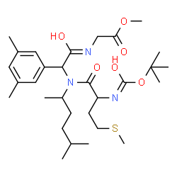 ChemSpider 2D Image | Methyl N-{(3,5-dimethylphenyl)[(5-methyl-2-hexanyl)(N-{[(2-methyl-2-propanyl)oxy]carbonyl}methionyl)amino]acetyl}glycinate | C30H49N3O6S