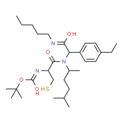 ChemSpider 2D Image | 2-Methyl-2-propanyl (1-{[1-(4-ethylphenyl)-2-oxo-2-(pentylamino)ethyl](5-methyl-2-hexanyl)amino}-1-oxo-3-sulfanyl-2-propanyl)carbamate | C30H51N3O4S