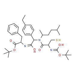 ChemSpider 2D Image | 2-Methyl-2-propanyl N-{(4-ethylphenyl)[(5-methyl-2-hexanyl)(N-{[(2-methyl-2-propanyl)oxy]carbonyl}cysteinyl)amino]acetyl}phenylalaninate | C38H57N3O6S