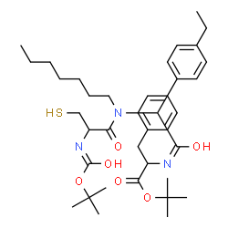 ChemSpider 2D Image | 2-Methyl-2-propanyl N-{(4-ethylphenyl)[heptyl(N-{[(2-methyl-2-propanyl)oxy]carbonyl}cysteinyl)amino]acetyl}phenylalaninate | C38H57N3O6S
