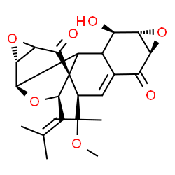 ChemSpider 2D Image | (1S,2R,6R,8S,9R,12R,13S,17R)-9-Hydroxy-2-(2-methoxy-2-propanyl)-17-(2-methyl-1-propen-1-yl)-7,14,18-trioxahexacyclo[10.4.2.0~1,11~.0~4,10~.0~6,8~.0~13,15~]octadec-3-ene-5,16-dione | C23H28O7
