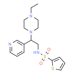 ChemSpider 2D Image | N-[2-(4-Ethyl-1-piperazinyl)-2-(3-pyridinyl)ethyl]-2-thiophenesulfonamide | C17H24N4O2S2