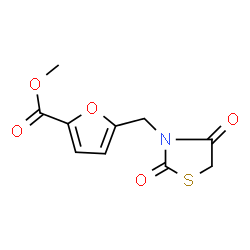 ChemSpider 2D Image | Methyl 5-[(2,4-dioxo-1,3-thiazolidin-3-yl)methyl]-2-furoate | C10H9NO5S