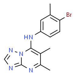 ChemSpider 2D Image | N-(4-Bromo-3-methylphenyl)-5,6-dimethyl[1,2,4]triazolo[1,5-a]pyrimidin-7-amine | C14H14BrN5