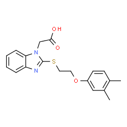 ChemSpider 2D Image | (2-{[2-(3,4-Dimethylphenoxy)ethyl]sulfanyl}-1H-benzimidazol-1-yl)acetic acid | C19H20N2O3S