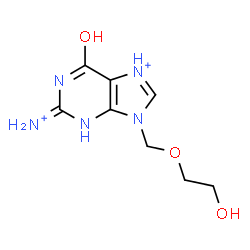 ChemSpider 2D Image | 2-Ammonio-9-[(2-hydroxyethoxy)methyl]-6-oxo-6,9-dihydro-1H-purin-7-ium | C8H13N5O3