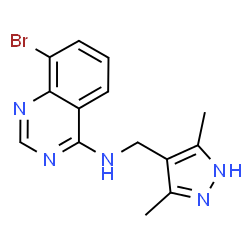 ChemSpider 2D Image | 8-Bromo-N-[(3,5-dimethyl-1H-pyrazol-4-yl)methyl]-4-quinazolinamine | C14H14BrN5