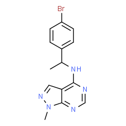 ChemSpider 2D Image | N-[1-(4-bromophenyl)ethyl]-1-methyl-pyrazolo[3,4-d]pyrimidin-4-amine | C14H14BrN5