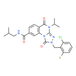 ChemSpider 2D Image | 2-(2-Chloro-6-fluorobenzyl)-N-isobutyl-4-isopropyl-1,5-dioxo-1,2,4,5-tetrahydro[1,2,4]triazolo[4,3-a]quinazoline-8-carboxamide | C24H25ClFN5O3