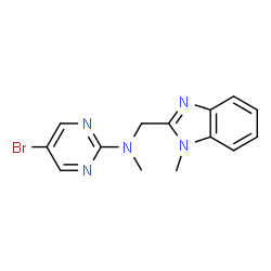 ChemSpider 2D Image | 5-Bromo-N-methyl-N-[(1-methyl-1H-benzimidazol-2-yl)methyl]-2-pyrimidinamine | C14H14BrN5