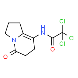 ChemSpider 2D Image | 2,2,2-Trichloro-N-(5-oxo-1,2,3,5,6,7-hexahydro-8-indolizinyl)acetamide | C10H11Cl3N2O2