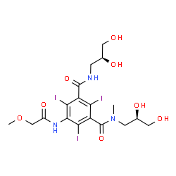 ChemSpider 2D Image | N-[(2R)-2,3-Dihydroxypropyl]-N'-[(2S)-2,3-dihydroxypropyl]-2,4,6-triiodo-5-[(methoxyacetyl)amino]-N-methylisophthalamide | C18H24I3N3O8