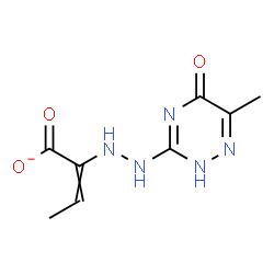 ChemSpider 2D Image | 2-[2-(6-Methyl-5-oxo-2,5-dihydro-1,2,4-triazin-3-yl)hydrazino]-2-butenoate | C8H10N5O3