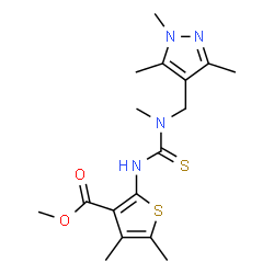 ChemSpider 2D Image | Methyl 4,5-dimethyl-2-({methyl[(1,3,5-trimethyl-1H-pyrazol-4-yl)methyl]carbamothioyl}amino)-3-thiophenecarboxylate | C17H24N4O2S2