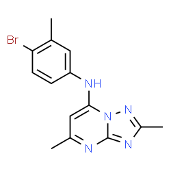 ChemSpider 2D Image | N-(4-Bromo-3-methylphenyl)-2,5-dimethyl[1,2,4]triazolo[1,5-a]pyrimidin-7-amine | C14H14BrN5