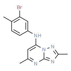 ChemSpider 2D Image | N-(3-Bromo-4-methylphenyl)-2,5-dimethyl[1,2,4]triazolo[1,5-a]pyrimidin-7-amine | C14H14BrN5