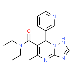 ChemSpider 2D Image | N,N-Diethyl-5-methyl-7-(3-pyridinyl)-1,7-dihydro[1,2,4]triazolo[1,5-a]pyrimidine-6-carboxamide | C16H20N6O
