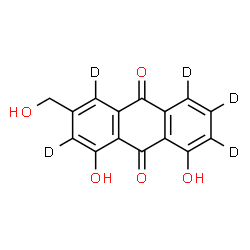 ChemSpider 2D Image | 1,8-Dihydroxy-3-(hydroxymethyl)-9,10-(~2~H_5_)anthracenedione | C15H5D5O5