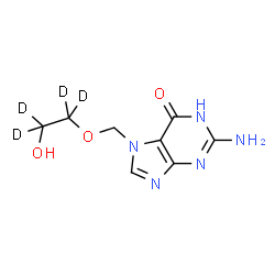 ChemSpider 2D Image | 2-Amino-7-({[2-hydroxy(~2~H_4_)ethyl]oxy}methyl)-1,7-dihydro-6H-purin-6-one | C8H7D4N5O3
