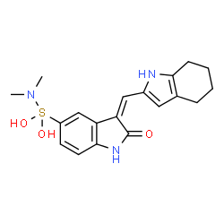 ChemSpider 2D Image | (3Z)-5-[(Dimethylamino)(dihydroxy)-lambda~4~-sulfanyl]-3-(4,5,6,7-tetrahydro-1H-indol-2-ylmethylene)-1,3-dihydro-2H-indol-2-one | C19H23N3O3S