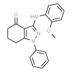 ChemSpider 2D Image | 3-[(2-Methoxyphenyl)amino]-1-phenyl-1,5,6,7-tetrahydro-4H-indazol-4-one | C20H19N3O2