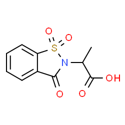 ChemSpider 2D Image | 2-(1,1-Dioxido-3-oxo-1,2-benzothiazol-2(3H)-yl)propanoic acid | C10H9NO5S
