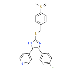 ChemSpider 2D Image | 4-[4-(4-Fluorophenyl)-2-({4-[methyl(methylene)-lambda~4~-sulfanyl]benzyl}sulfanyl)-1H-imidazol-5-yl]pyridine | C23H20FN3S2