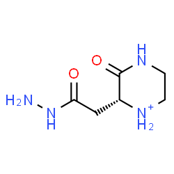 ChemSpider 2D Image | (2R)-2-(2-Hydrazino-2-oxoethyl)-3-oxopiperazin-1-ium | C6H13N4O2