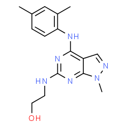 ChemSpider 2D Image | 2-({4-[(2,4-dimethylphenyl)amino]-1-methylpyrazolo[3,4-d]pyrimidin-6-yl}amino)ethanol | C16H20N6O