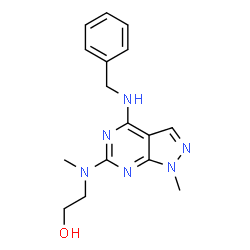 ChemSpider 2D Image | 2-{[4-(benzylamino)-1-methylpyrazolo[3,4-d]pyrimidin-6-yl](methyl)amino}ethanol | C16H20N6O