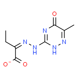 ChemSpider 2D Image | (2Z)-2-[(6-Methyl-5-oxo-2,5-dihydro-1,2,4-triazin-3-yl)hydrazono]butanoate | C8H10N5O3