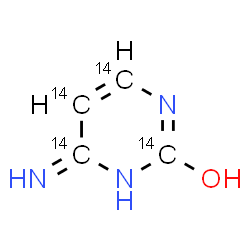 ChemSpider 2D Image | 6-Imino(~14~C_4_)-1,6-dihydro-2-pyrimidinol | 14C4H5N3O