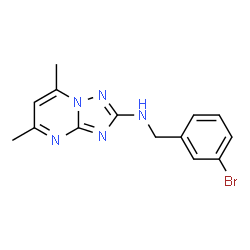 ChemSpider 2D Image | N-(3-Bromobenzyl)-5,7-dimethyl[1,2,4]triazolo[1,5-a]pyrimidin-2-amine | C14H14BrN5