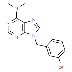 ChemSpider 2D Image | 9-(3-Bromobenzyl)-N,N-dimethyl-9H-purin-6-amine | C14H14BrN5