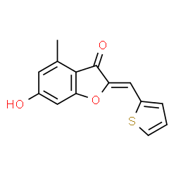 ChemSpider 2D Image | (2Z)-6-Hydroxy-4-methyl-2-(2-thienylmethylene)-1-benzofuran-3(2H)-one | C14H10O3S