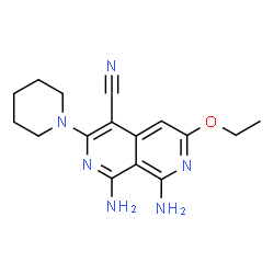 ChemSpider 2D Image | 1,8-diamino-6-ethoxy-3-piperidin-1-yl-2,7-naphthyridine-4-carbonitrile | C16H20N6O