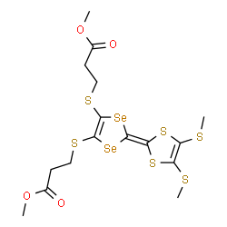 ChemSpider 2D Image | Dimethyl 3,3'-({2-[4,5-bis(methylsulfanyl)-1,3-dithiol-2-ylidene]-1,3-diselenole-4,5-diyl}disulfanediyl)dipropanoate | C16H20O4S6Se2