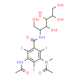ChemSpider 2D Image | 2-({3-Acetamido-5-[acetyl(methyl)amino]-2,4,6-triiodobenzoyl}amino)-2-deoxyhexitol | C18H24I3N3O8