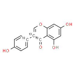 ChemSpider 2D Image | 5,7-Dihydroxy-3-[4-hydroxy(1-~13~C)phenyl](3,4-~13~C_2_)-4H-chromen-4-one | C1213C3H10O5