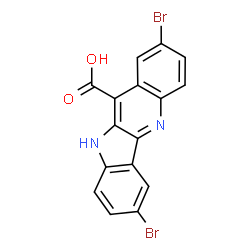 ChemSpider 2D Image | 2,7-Dibromo-10H-indolo[3,2-b]quinoline-11-carboxylic acid | C16H8Br2N2O2