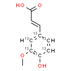 ChemSpider 2D Image | (2E)-3-[4-Hydroxy-3-methoxy(~13~C_6_)phenyl]acrylic acid | C413C6H10O4