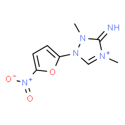 ChemSpider 2D Image | 3-Imino-2,4-dimethyl-1-(5-nitro-2-furyl)-2,3-dihydro-1H-1,2,4-triazol-4-ium | C8H10N5O3